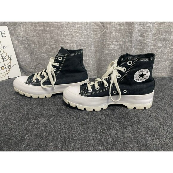 Converse Chuck Taylor All Star Lugged High Black White Platform Womens Sneaker 6 - Picture 2 of 10